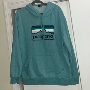 Patagonia Blue-Green Hoodie with Logo